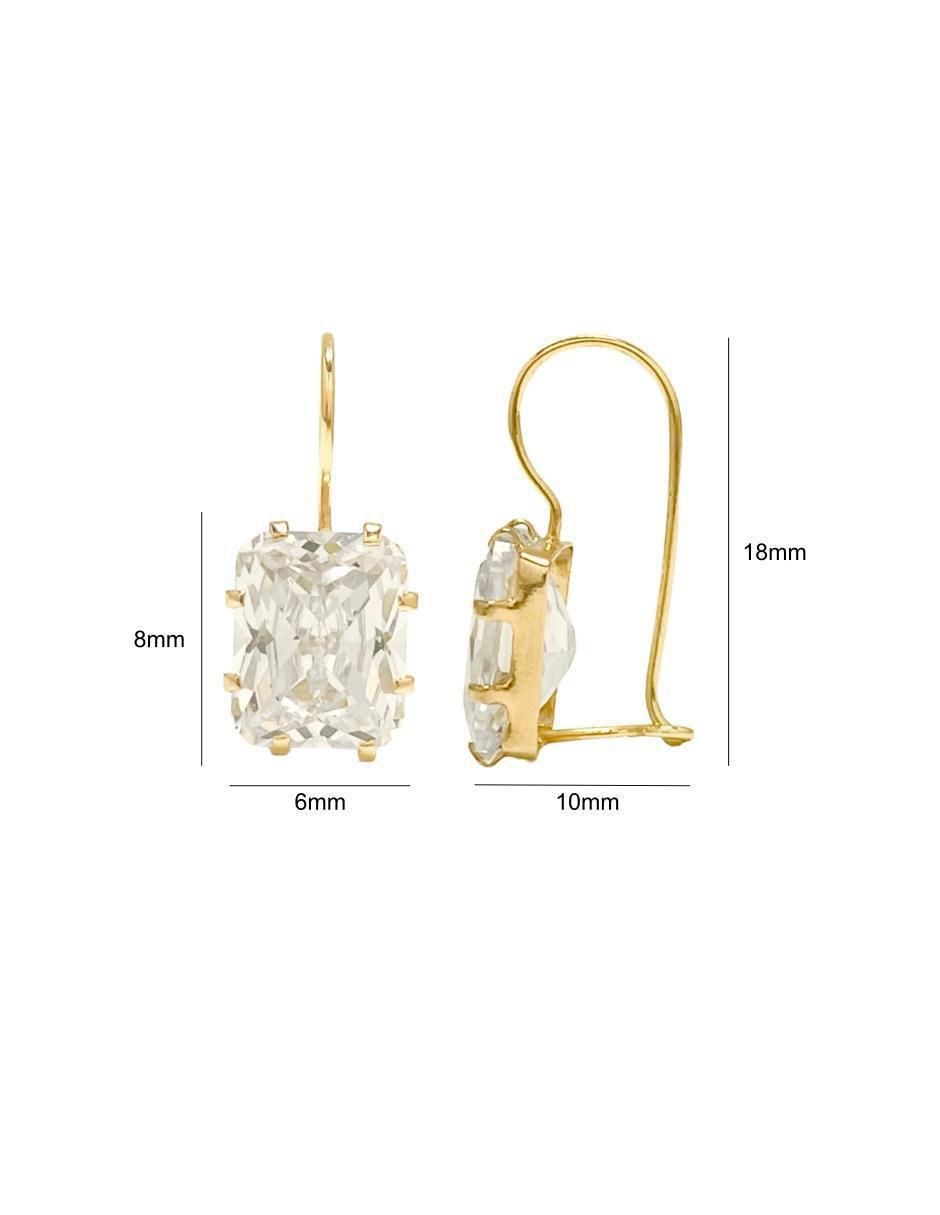 Aretes de rectángulo de oro con acabado brillante zirconia 5