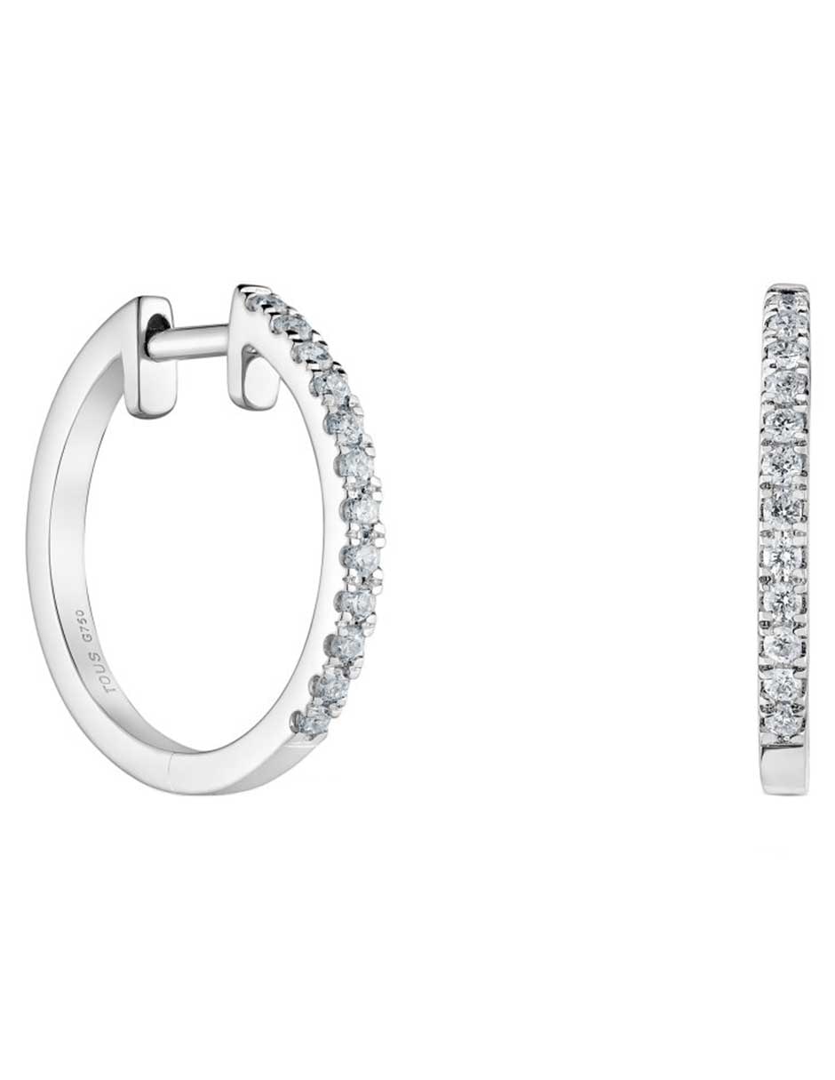 Aretes de aro circulares Les Classiques de oro blanco con acabado brillante diamante Aretes de aro circulares Les Classiques de oro blanco con acabado brillante diamante