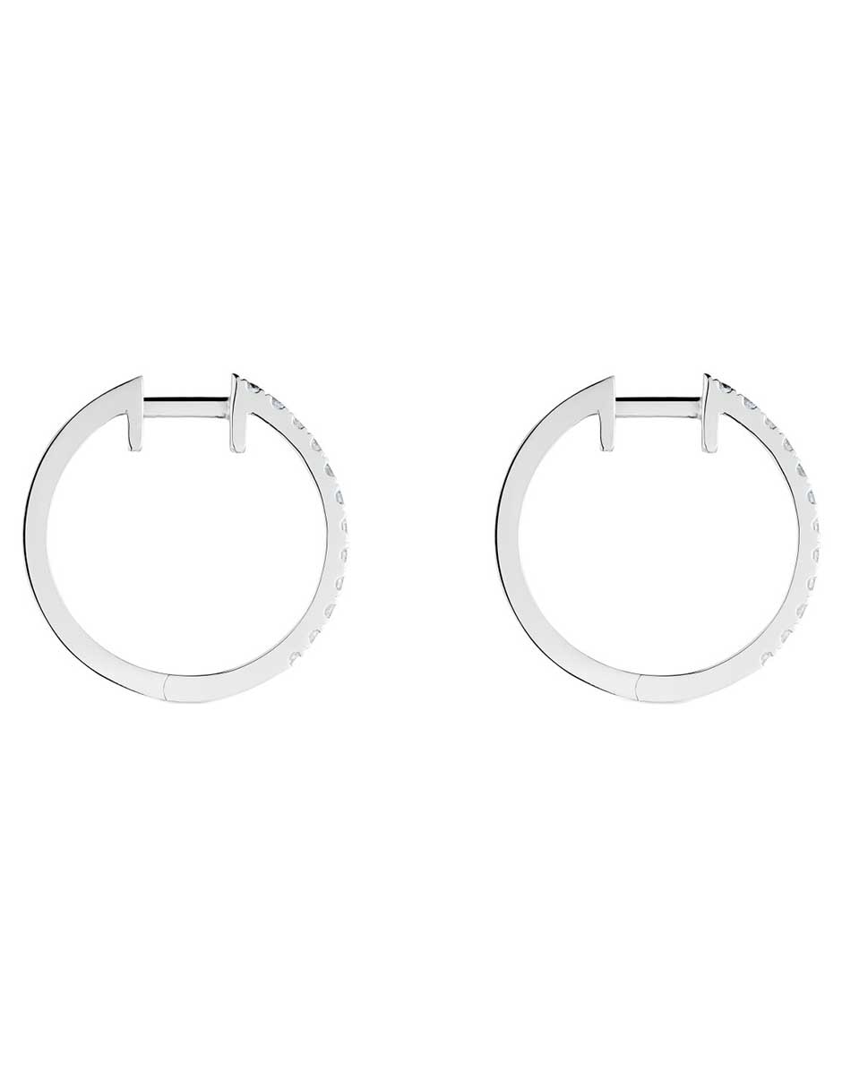 Aretes de aro circulares Les Classiques de oro blanco con acabado brillante diamante 2