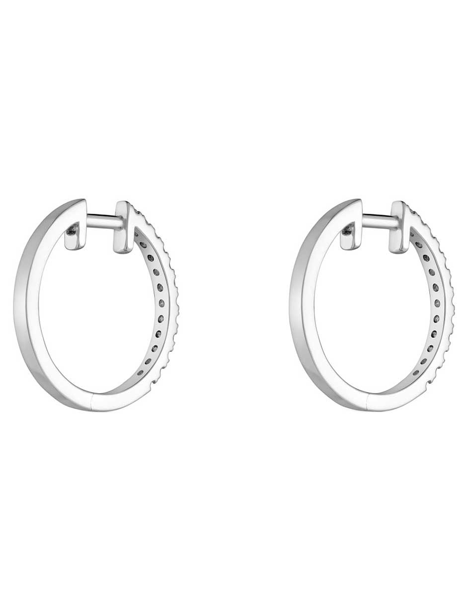 Aretes de aro circulares Les Classiques de oro blanco con acabado brillante diamante 3