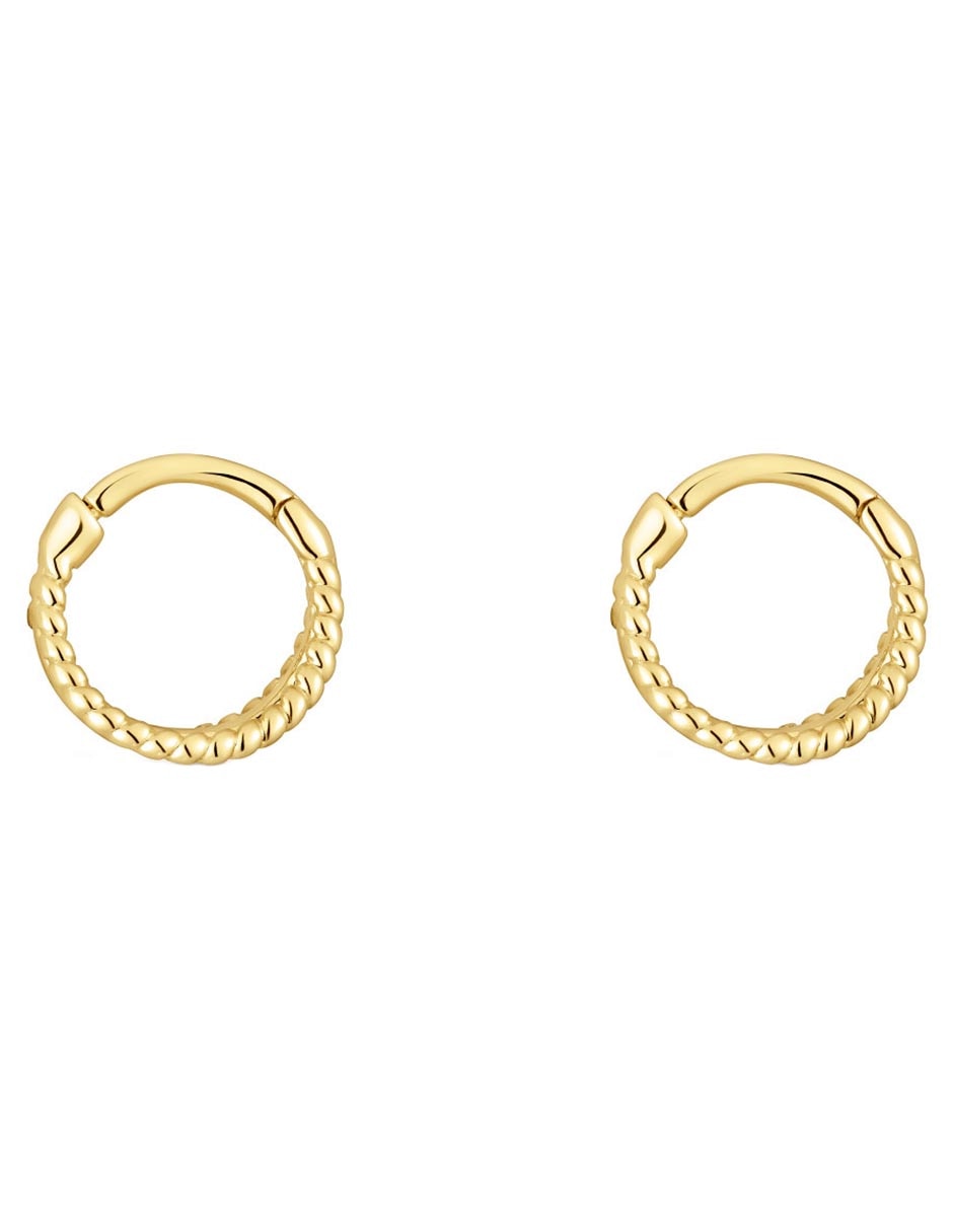 Aretes circulares de oro amarillo con acabado espejo 2