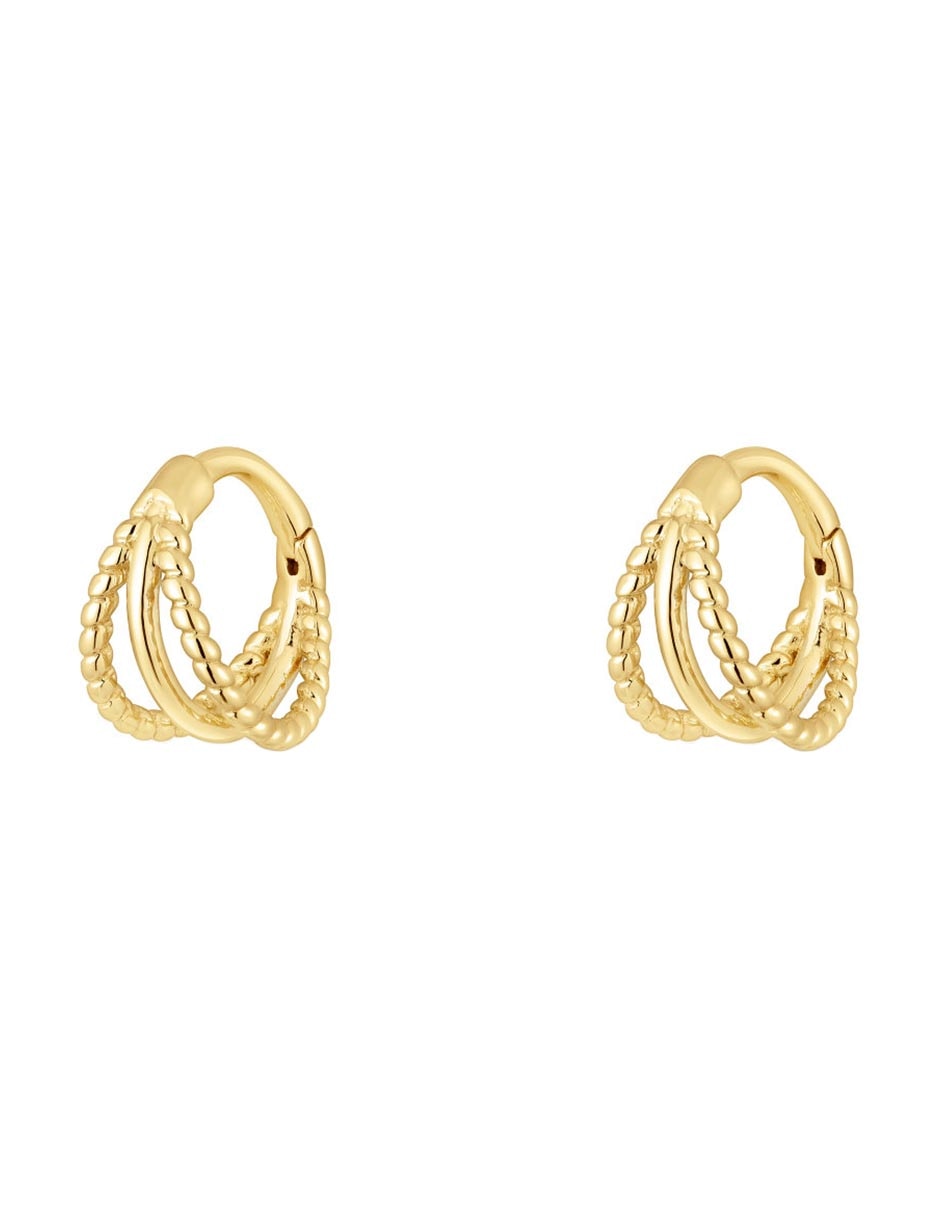 Aretes circulares de oro amarillo con acabado espejo 3