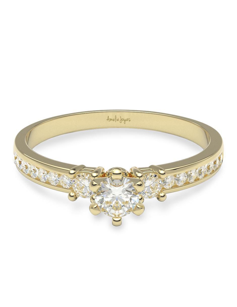 Anillo de compromiso de oro 14 k diamante
