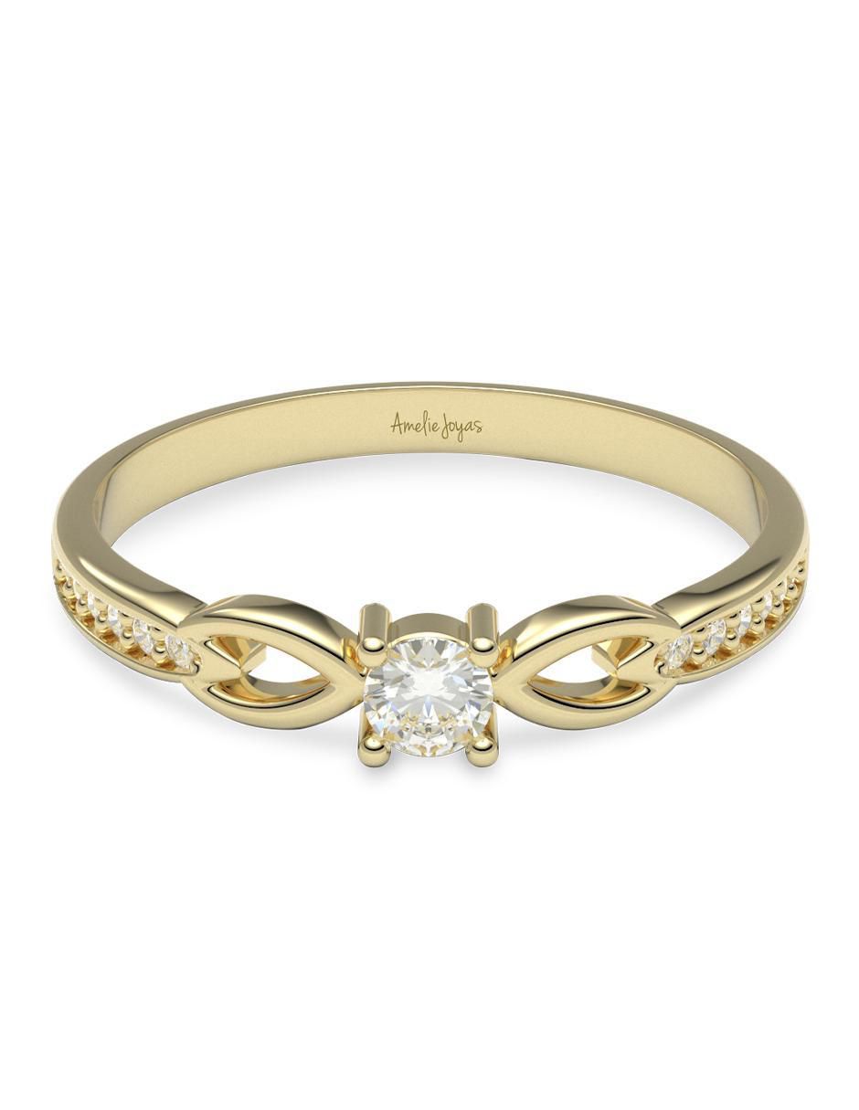 Anillo de compromiso de oro 14 k diamante