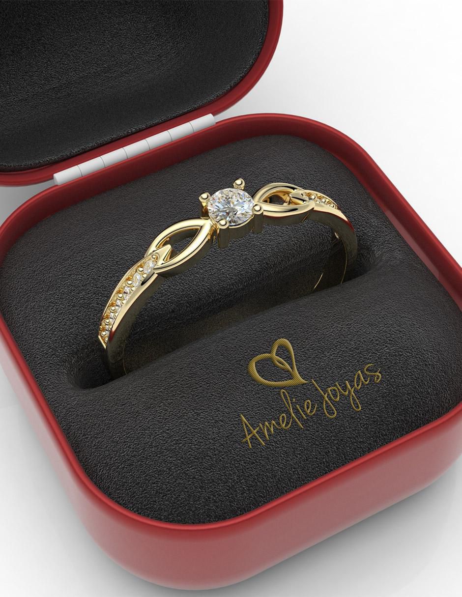 Anillo de compromiso "de" oro 14 k amelie joyas diamante