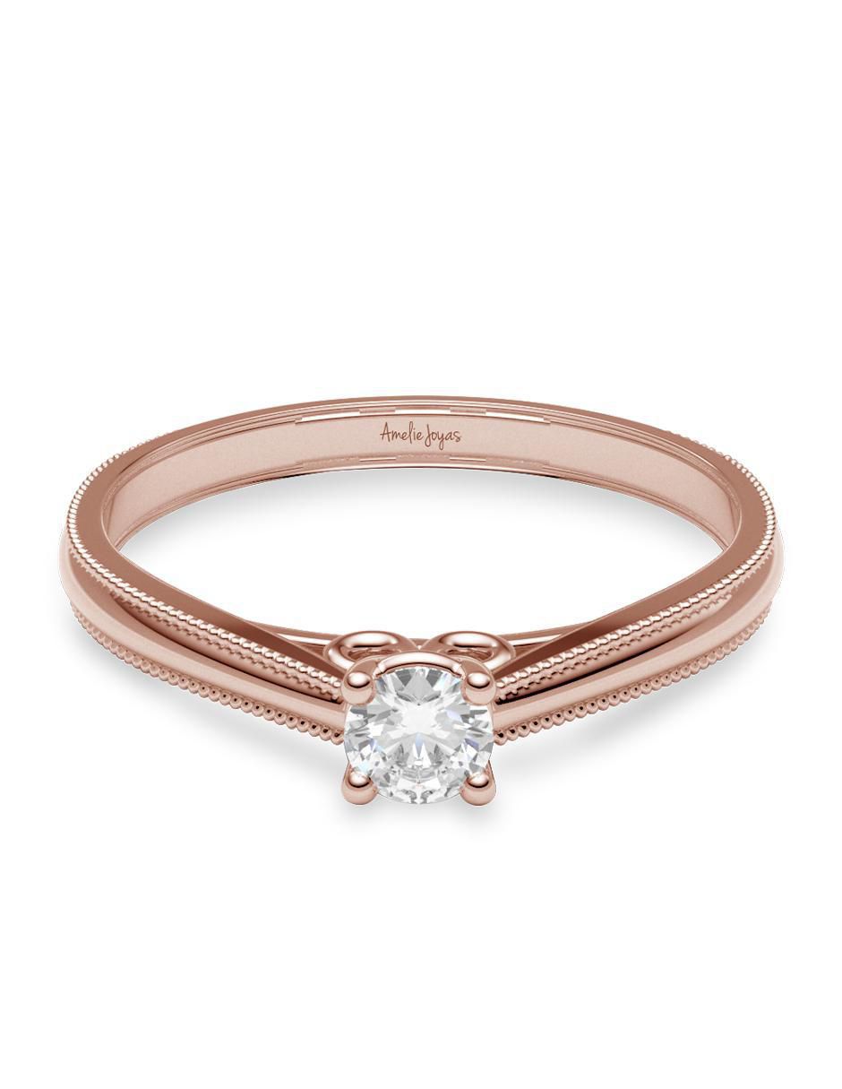 Anillo de compromiso de oro 14 k diamante