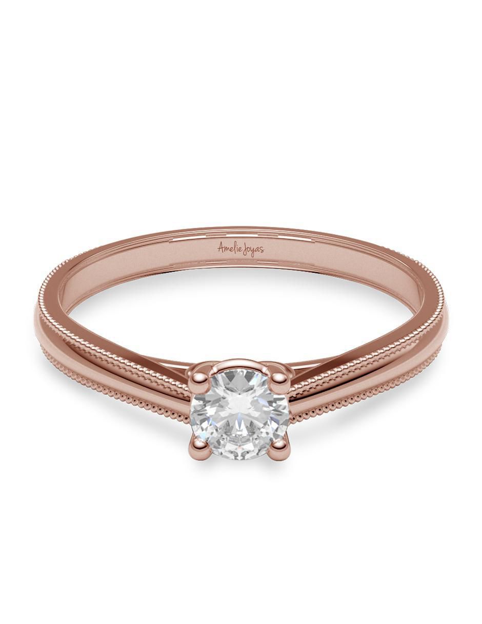 Anillo de compromiso de oro 14 k diamante Anillo de compromiso de oro 14 k diamante