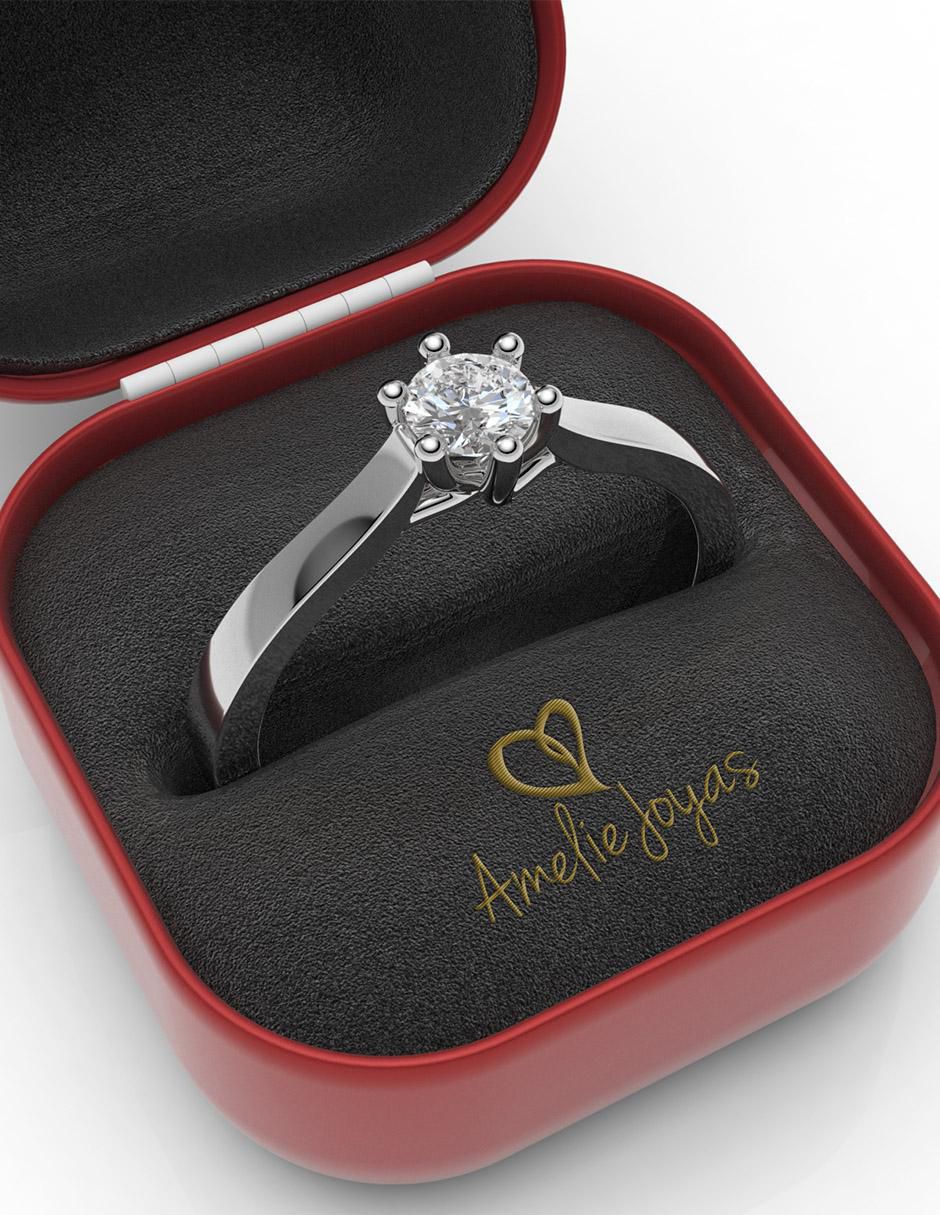 Solitario de oro 14 k diamante 4