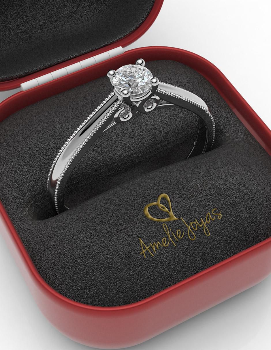 Anillo de compromiso de oro 18 k diamante 4