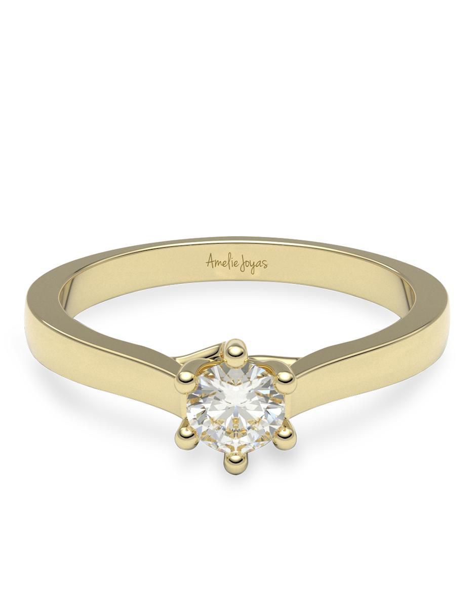 Solitario de oro 14 k diamante
