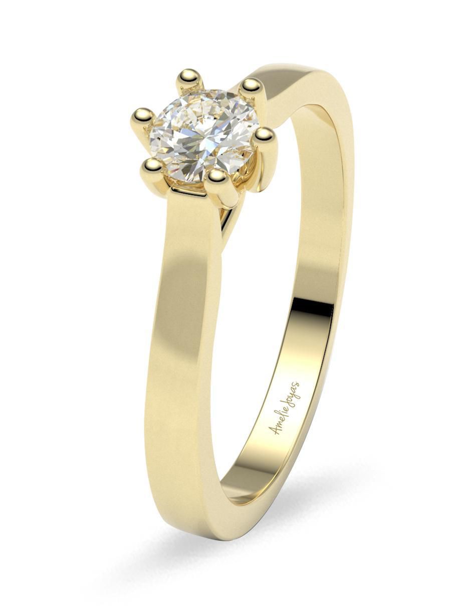 Solitario "de" oro 14 k amelie joyas diamante