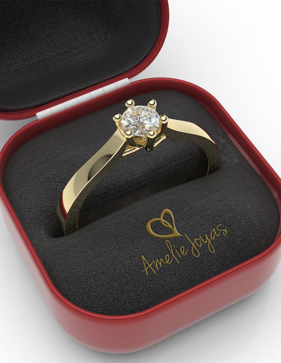 Solitario "de" oro 14 k amelie joyas diamante