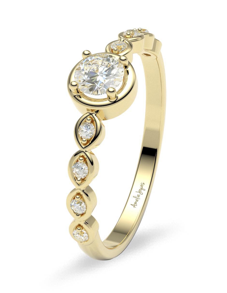 Anillo de compromiso "de" oro 14 k amelie joyas diamante