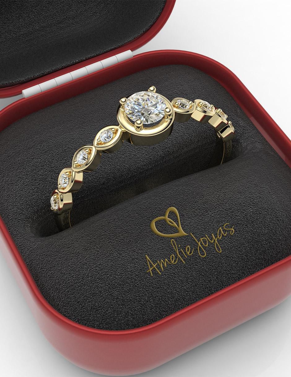 Anillo de compromiso "de" oro 14 k amelie joyas diamante