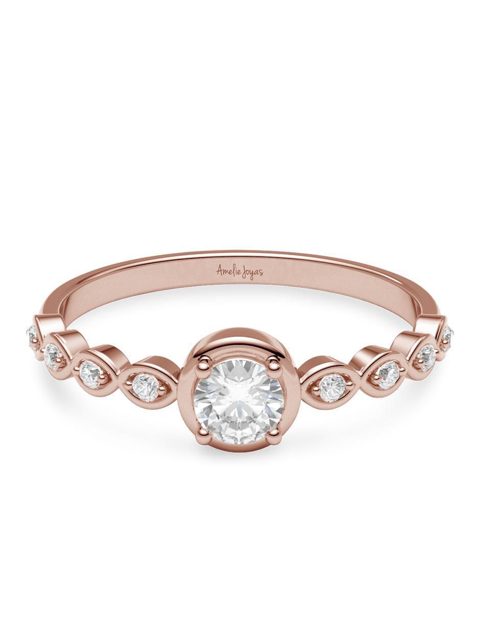 Anillo de compromiso de oro 14 k diamante Anillo de compromiso de oro 14 k diamante