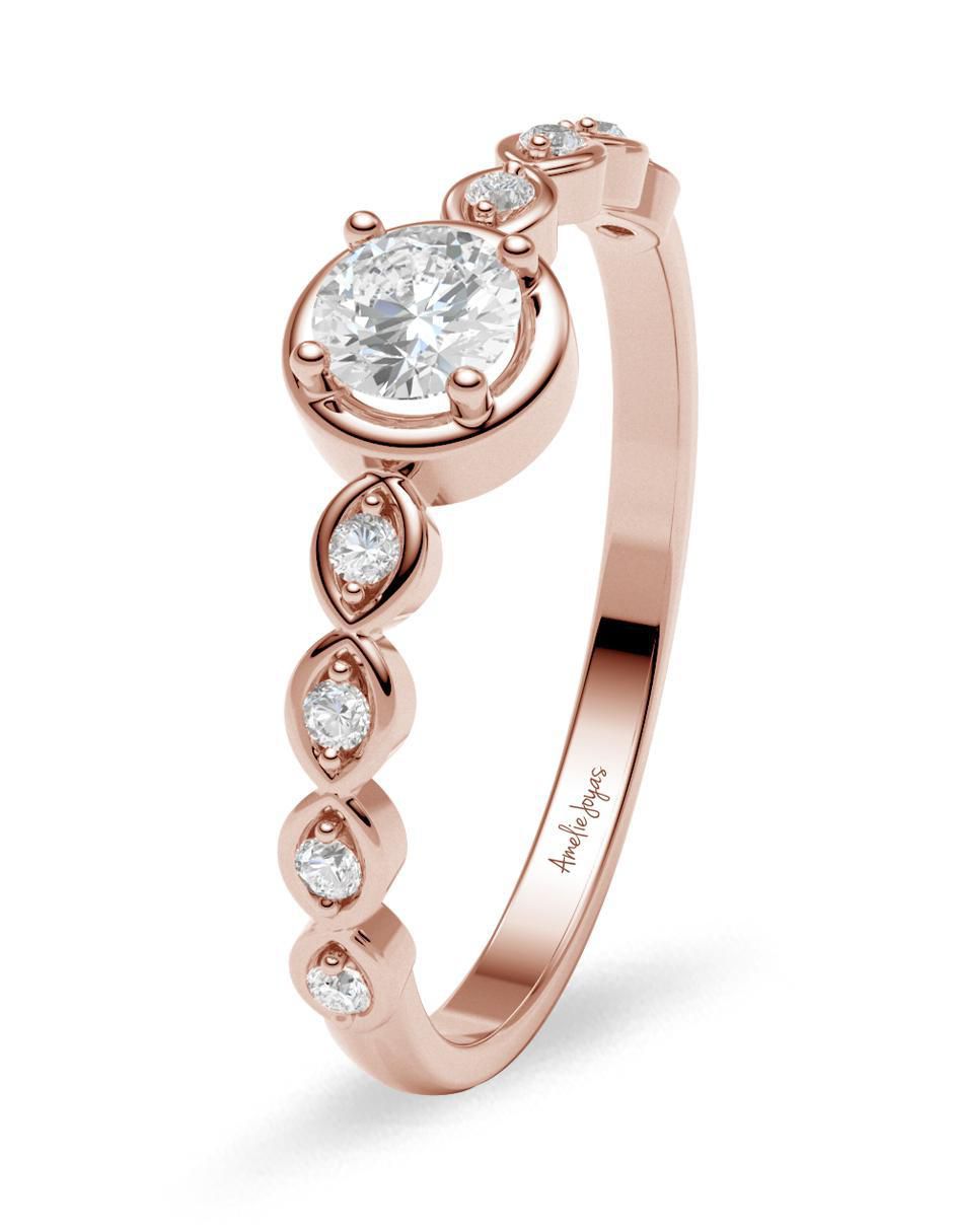 Anillo de compromiso de oro 14 k diamante 2