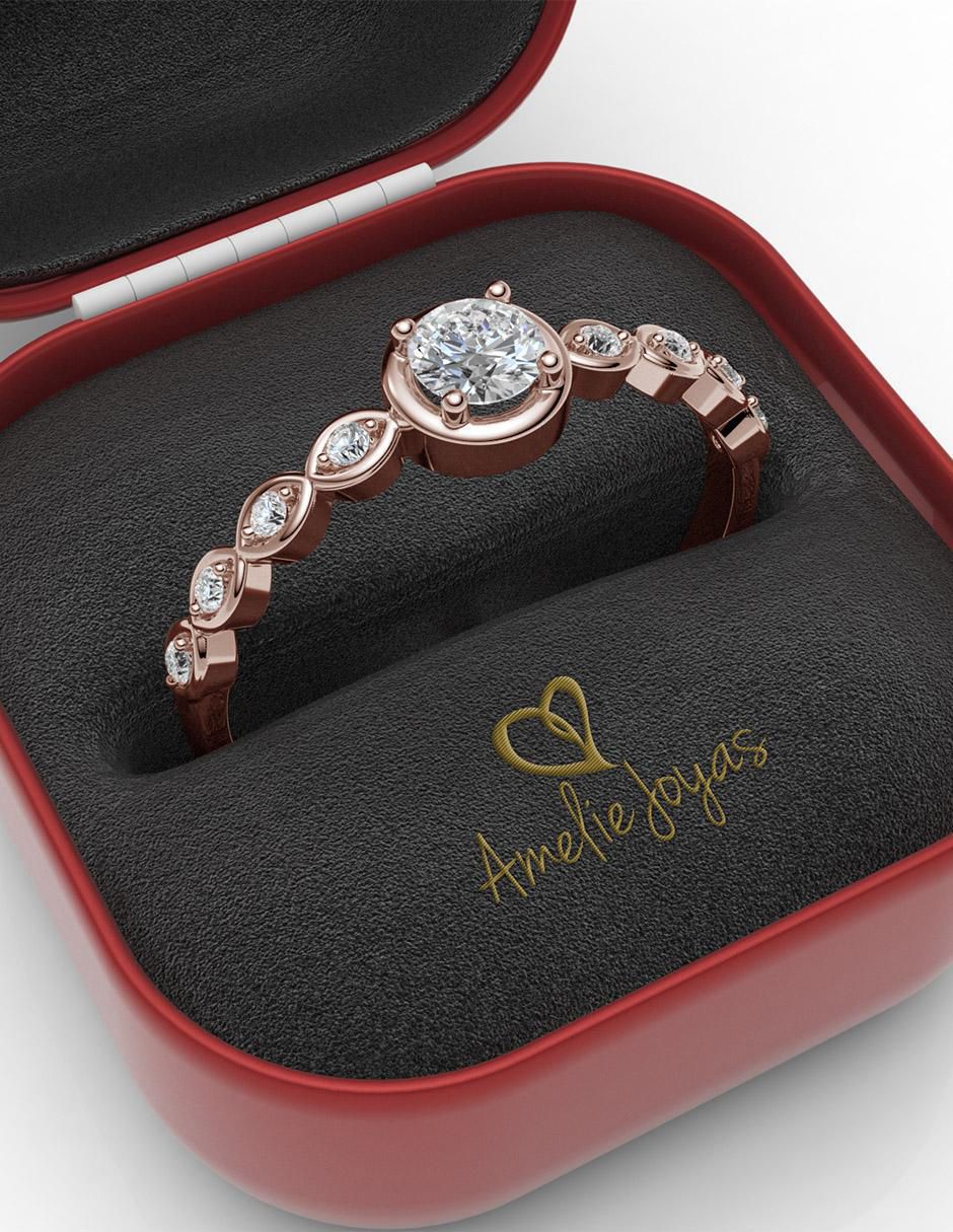 Anillo de compromiso de oro 14 k diamante 4