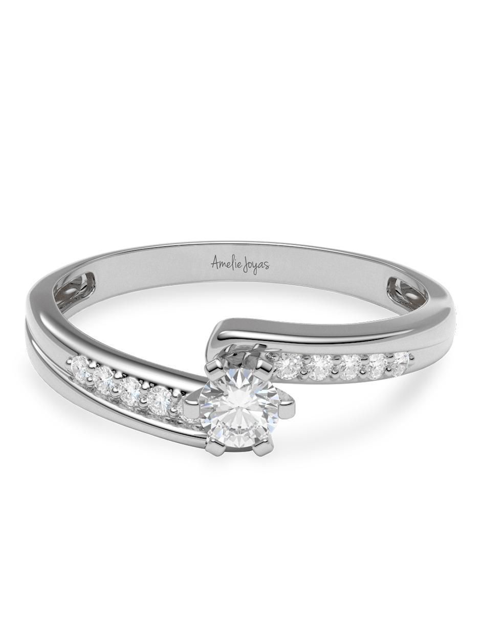 Anillo de compromiso de oro 14 k diamante Anillo de compromiso de oro 14 k diamante