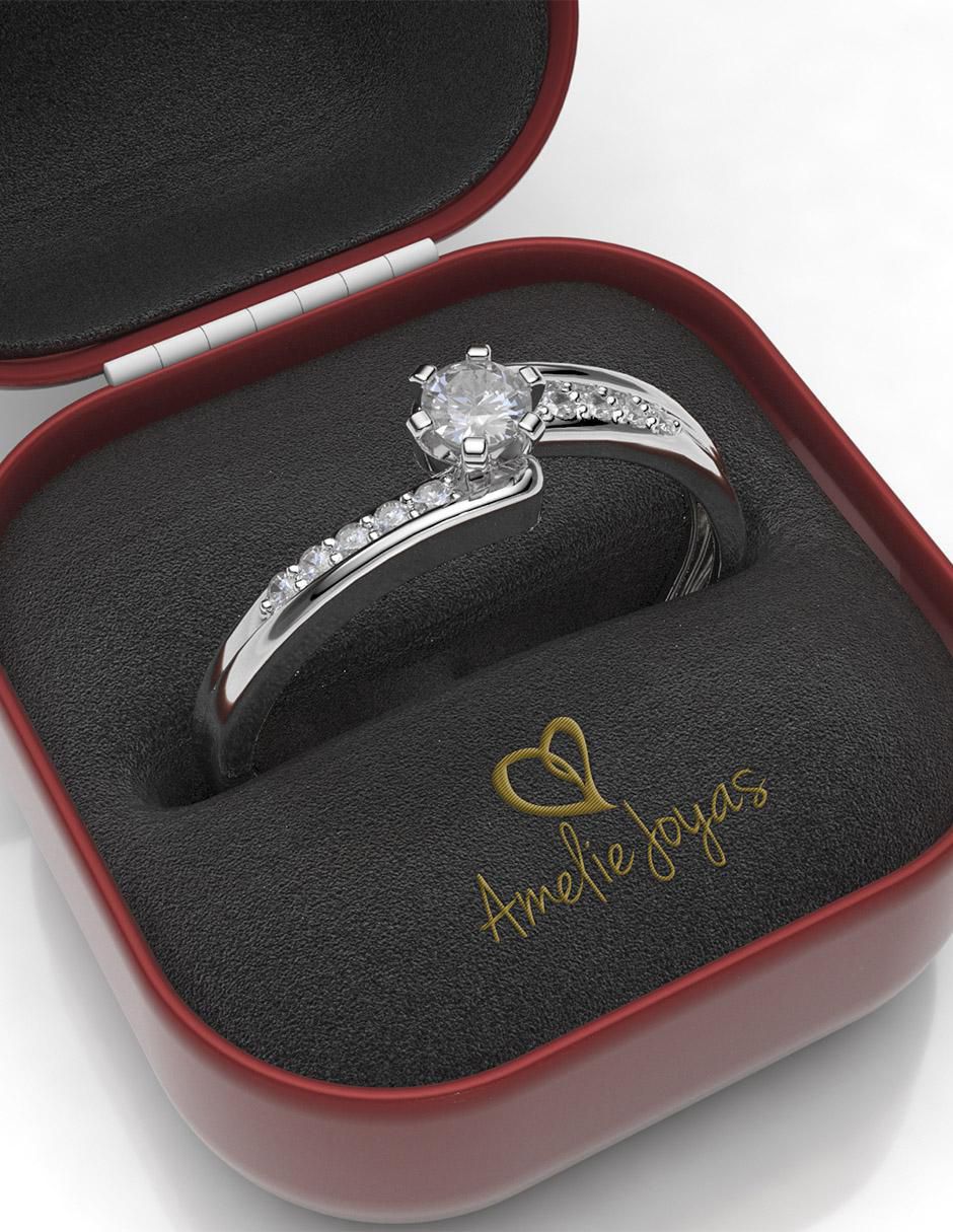 Anillo de compromiso de oro 18 k diamante 4