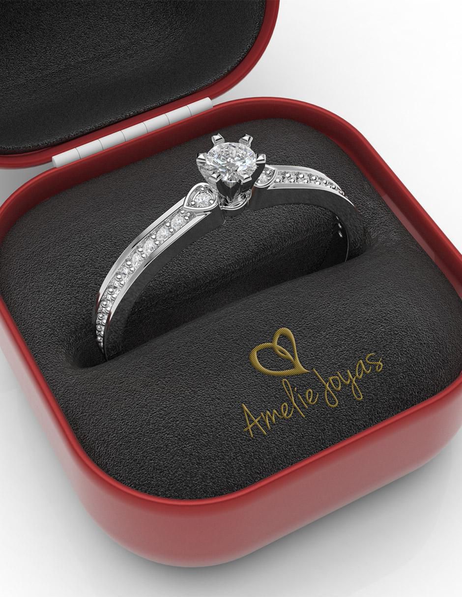 Anillo de compromiso de oro 18 k diamante 4