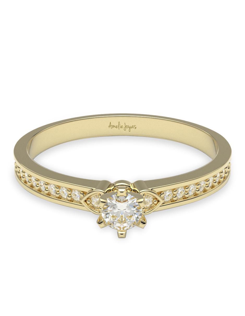 Anillo de compromiso de oro 14 k diamante
