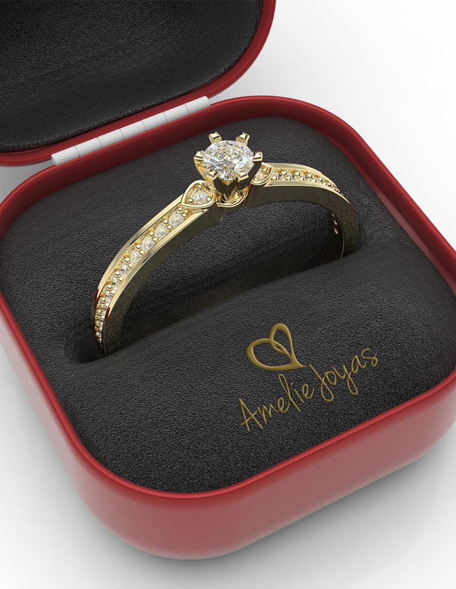 Anillo de compromiso "de" oro 14 k amelie joyas diamante