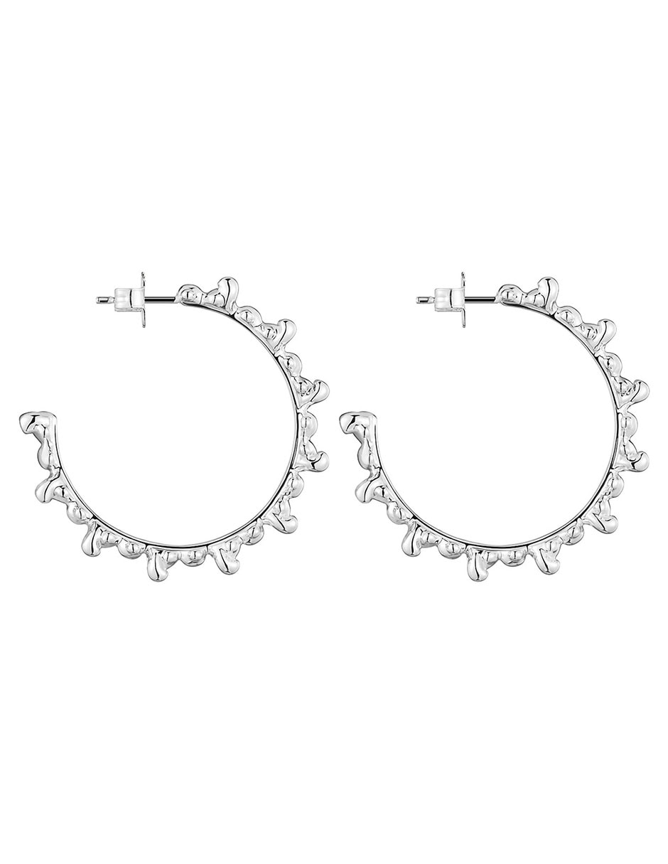 Aretes de aro circulares Bold Bear de plata P 925 con acabado espejo 2