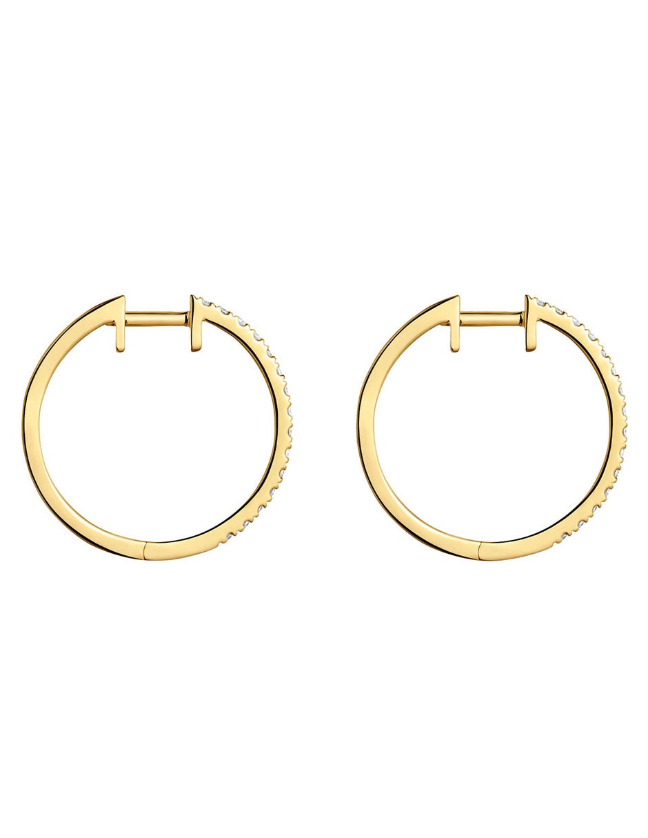 Aretes de aro circulares Les Classiques de oro amarillo con acabado brillante diamante 2