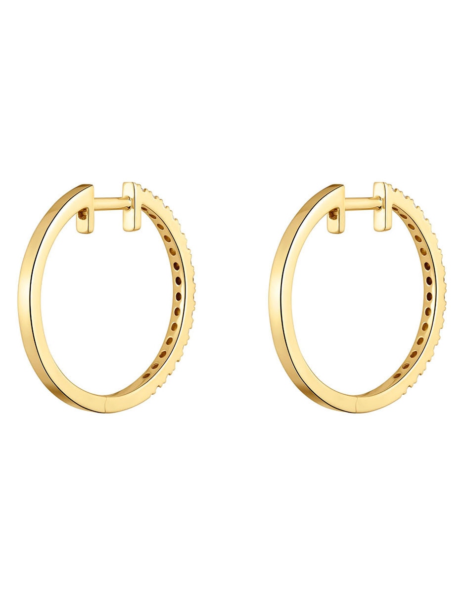 Aretes de aro circulares Les Classiques de oro amarillo con acabado brillante diamante 3