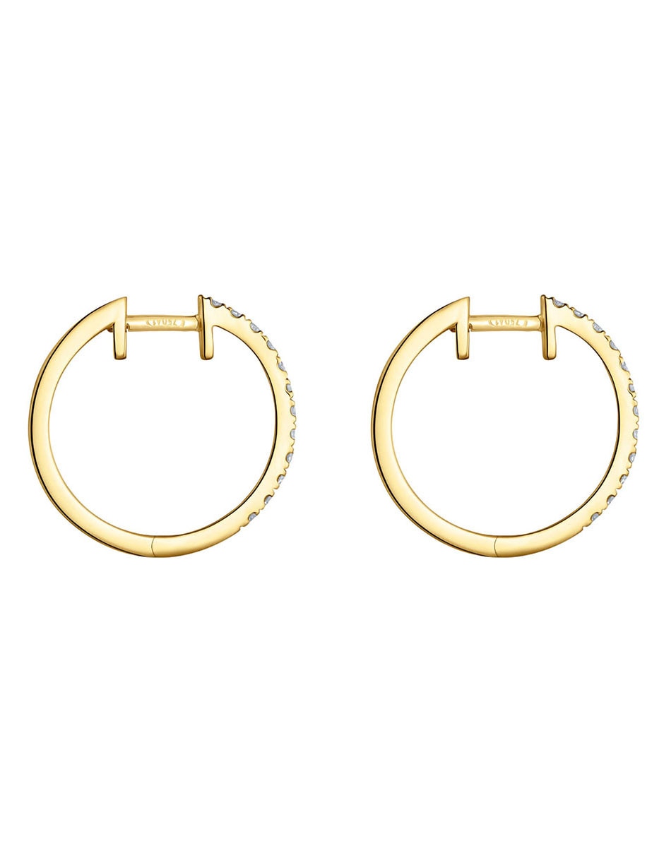 Aretes de aro circulares Les Classiques de oro amarillo con acabado brillante diamante 2