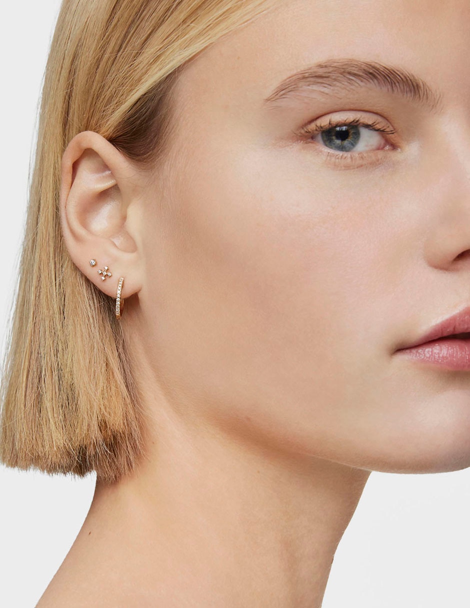 Aretes de aro circulares Les Classiques de oro amarillo con acabado brillante diamante 5