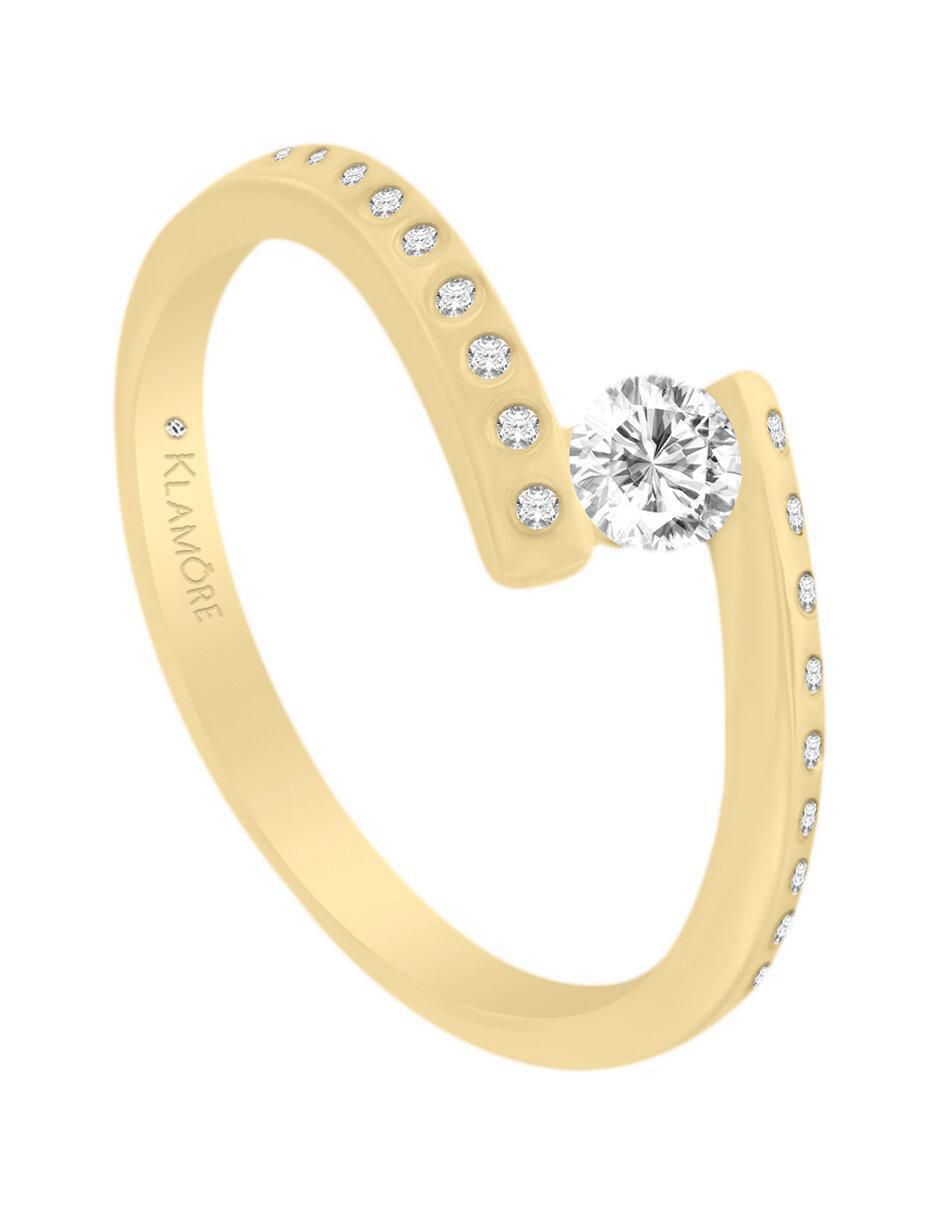 Solitario "de" oro 14 k klamore diamante