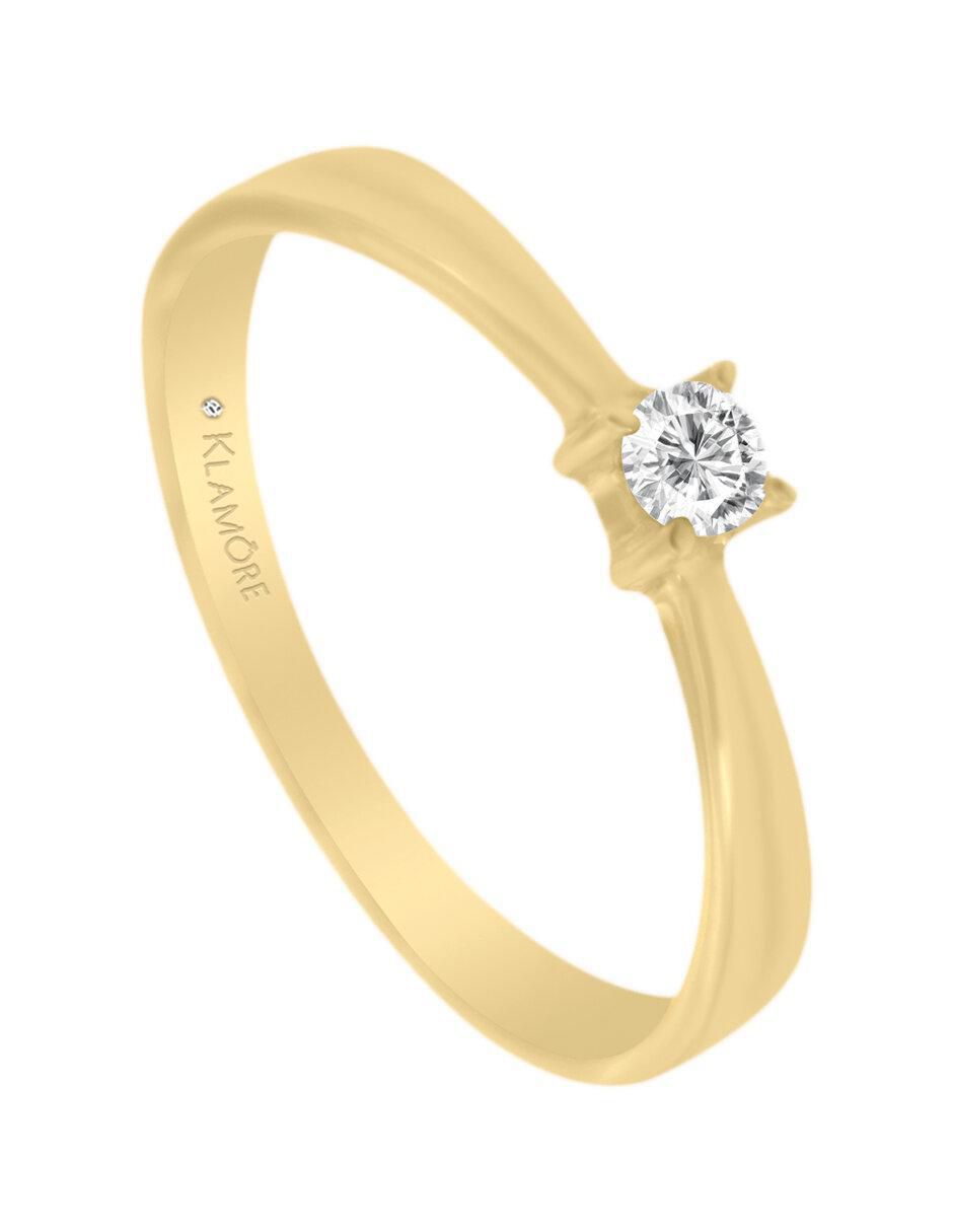 Solitario "de" oro 14 k klamore diamante