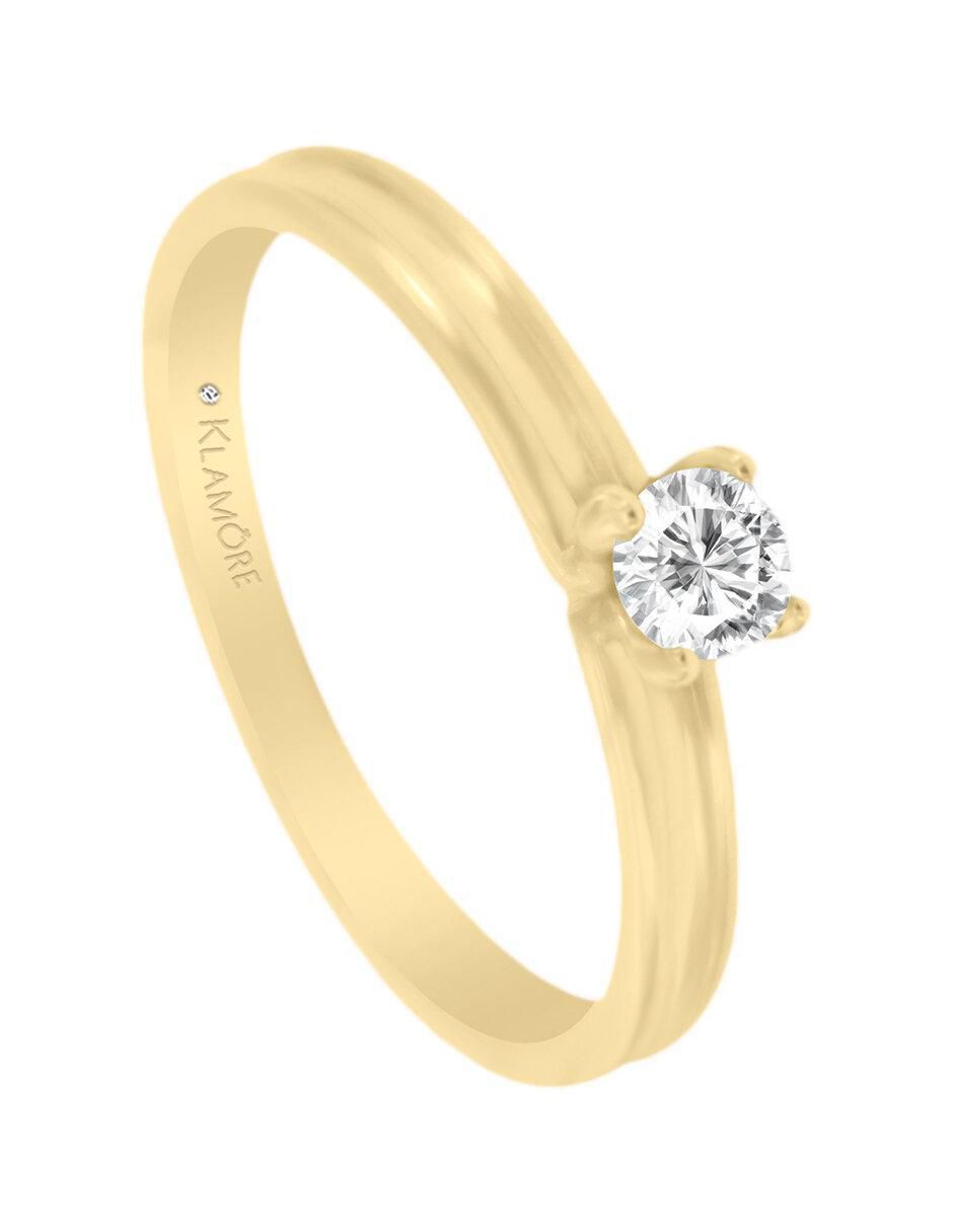 Solitario "de" oro 14 k klamore diamante