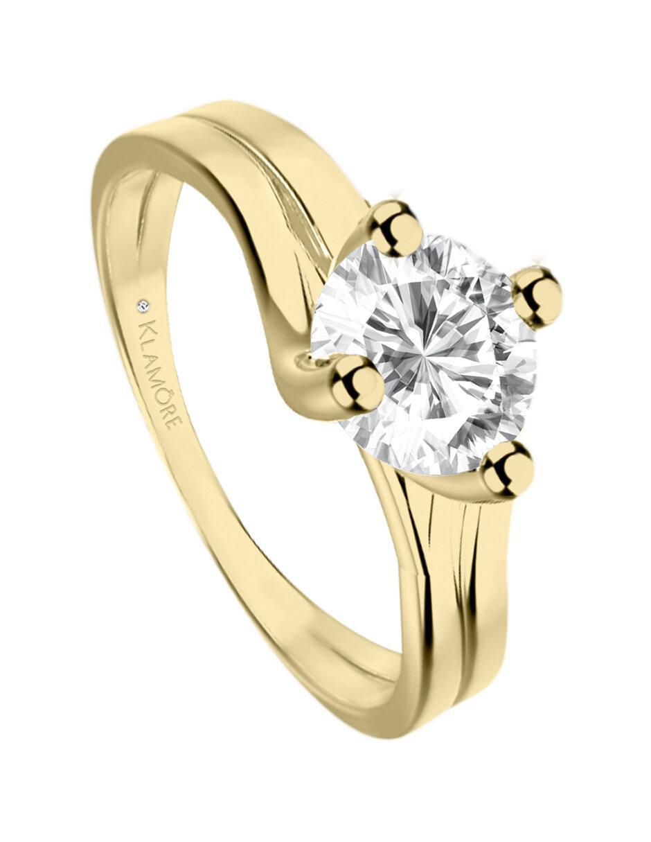 Solitario de oro 14 k Klamore diamante