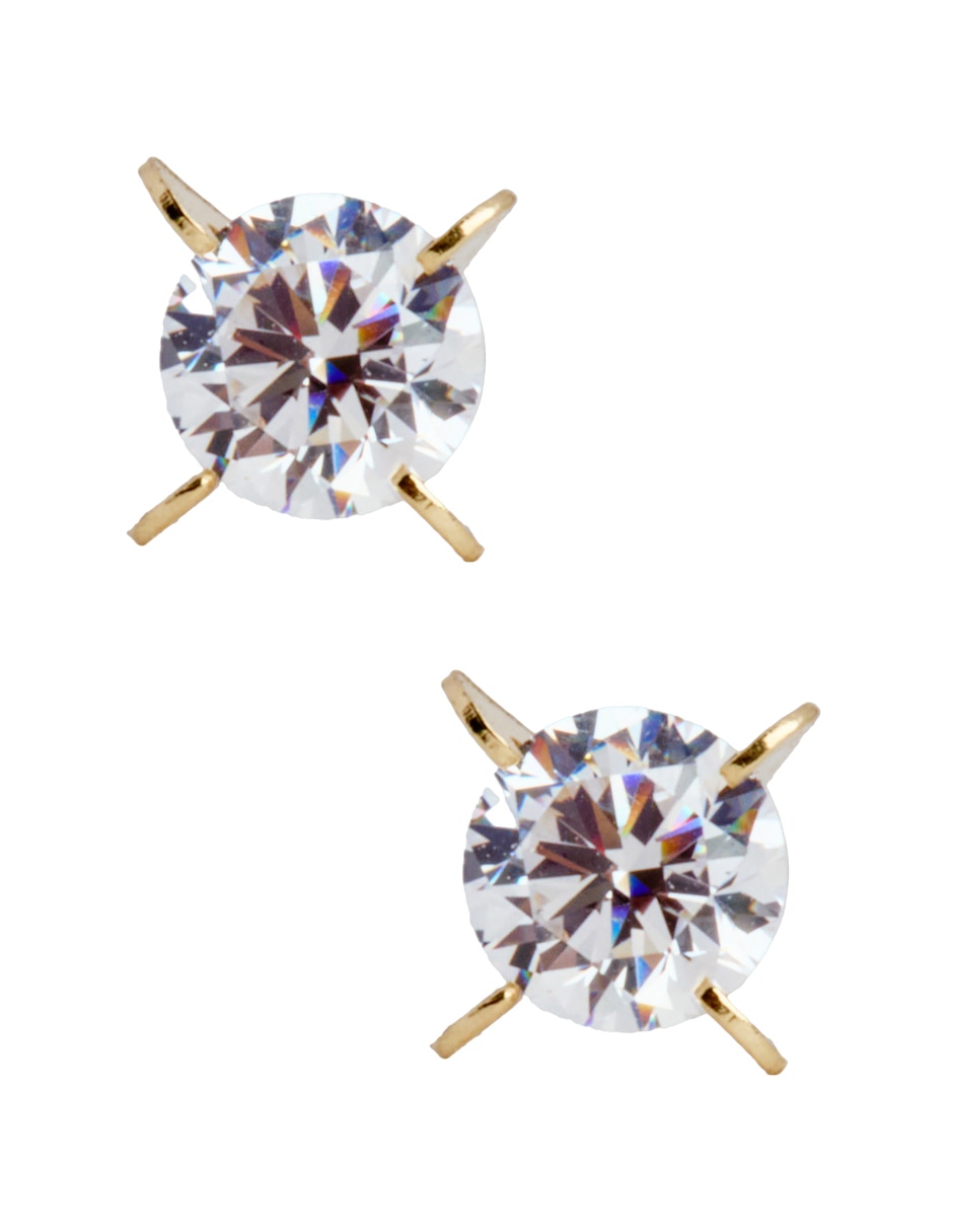 Broqueles de oro 14 k con acabado brillante zirconia