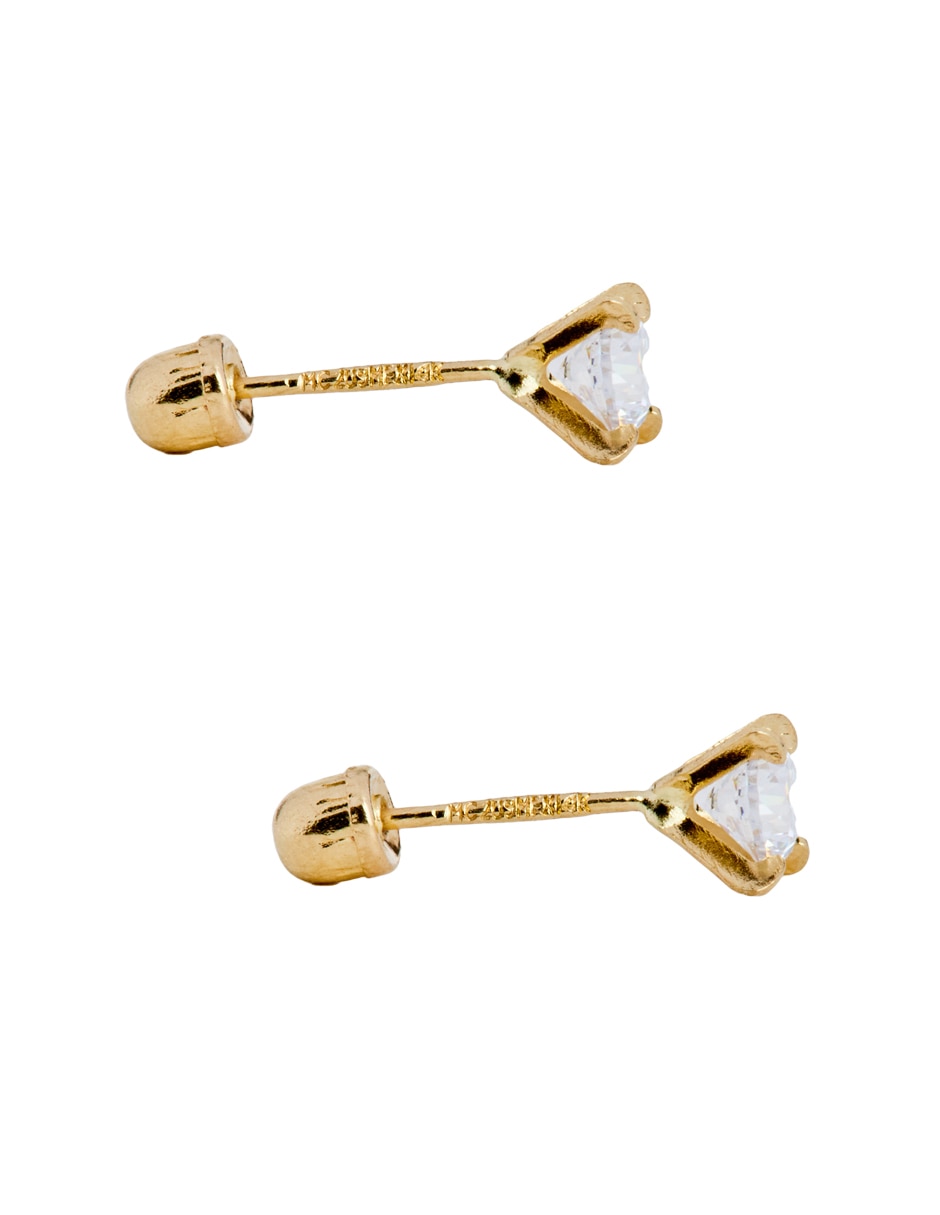 Broqueles de oro 14 k con acabado brillante zirconia 3