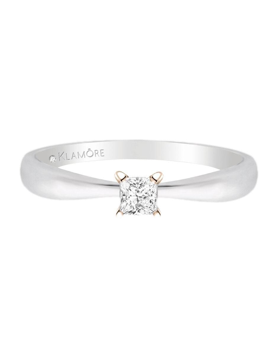 Solitario de oro blanco 14 k Miloro diamante