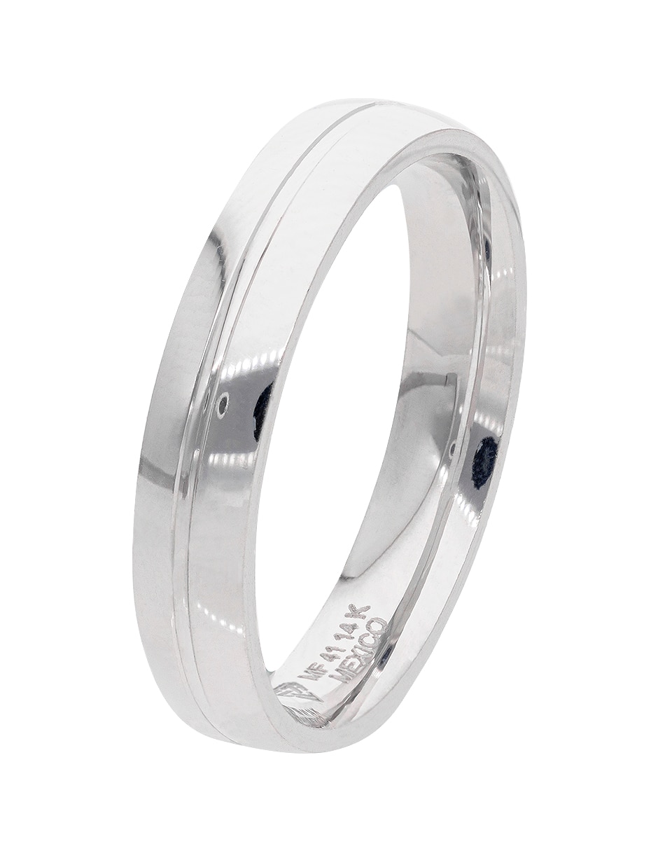 Argolla de oro blanco 14 k 3