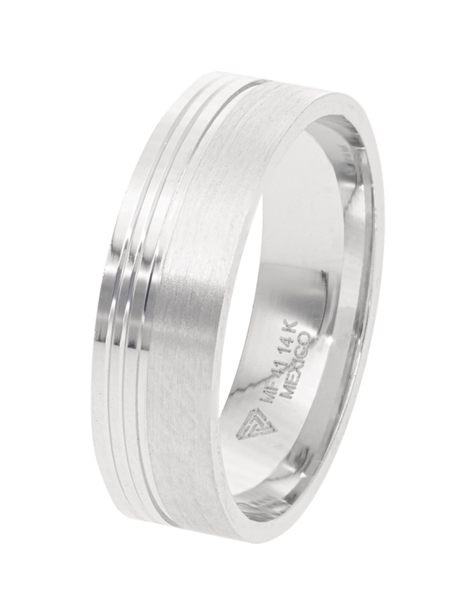 Argolla de oro blanco 14 k 3