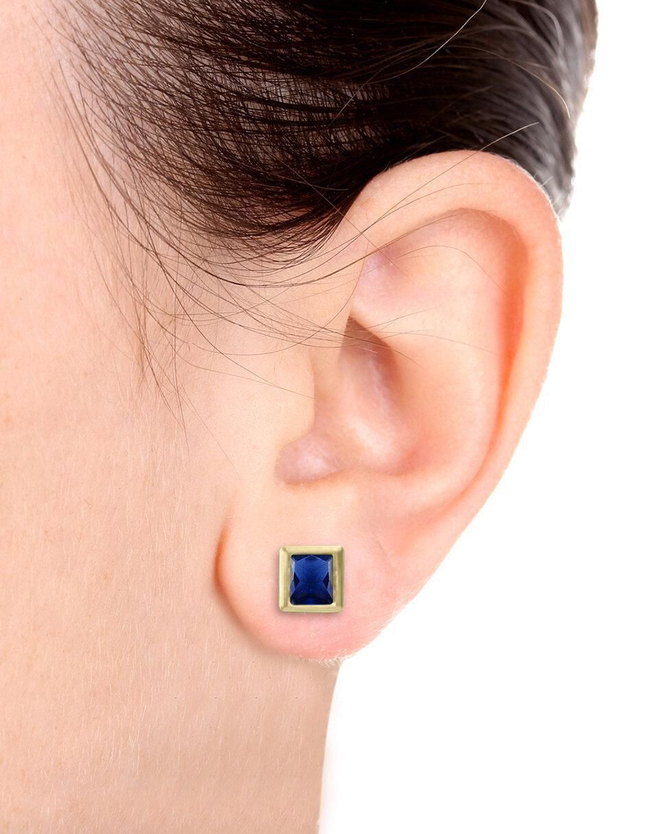 Broqueles "de (si aplica)" cuadrada sin temática fascinare zoe "de" oro 14 k zafiro