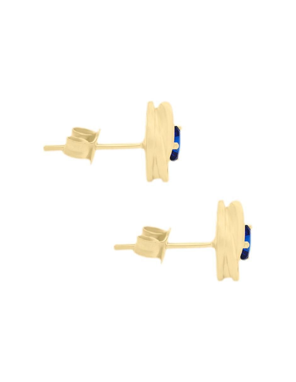 Aretes circulares Mariza de oro amarillo con acabado brillante zafiro 2