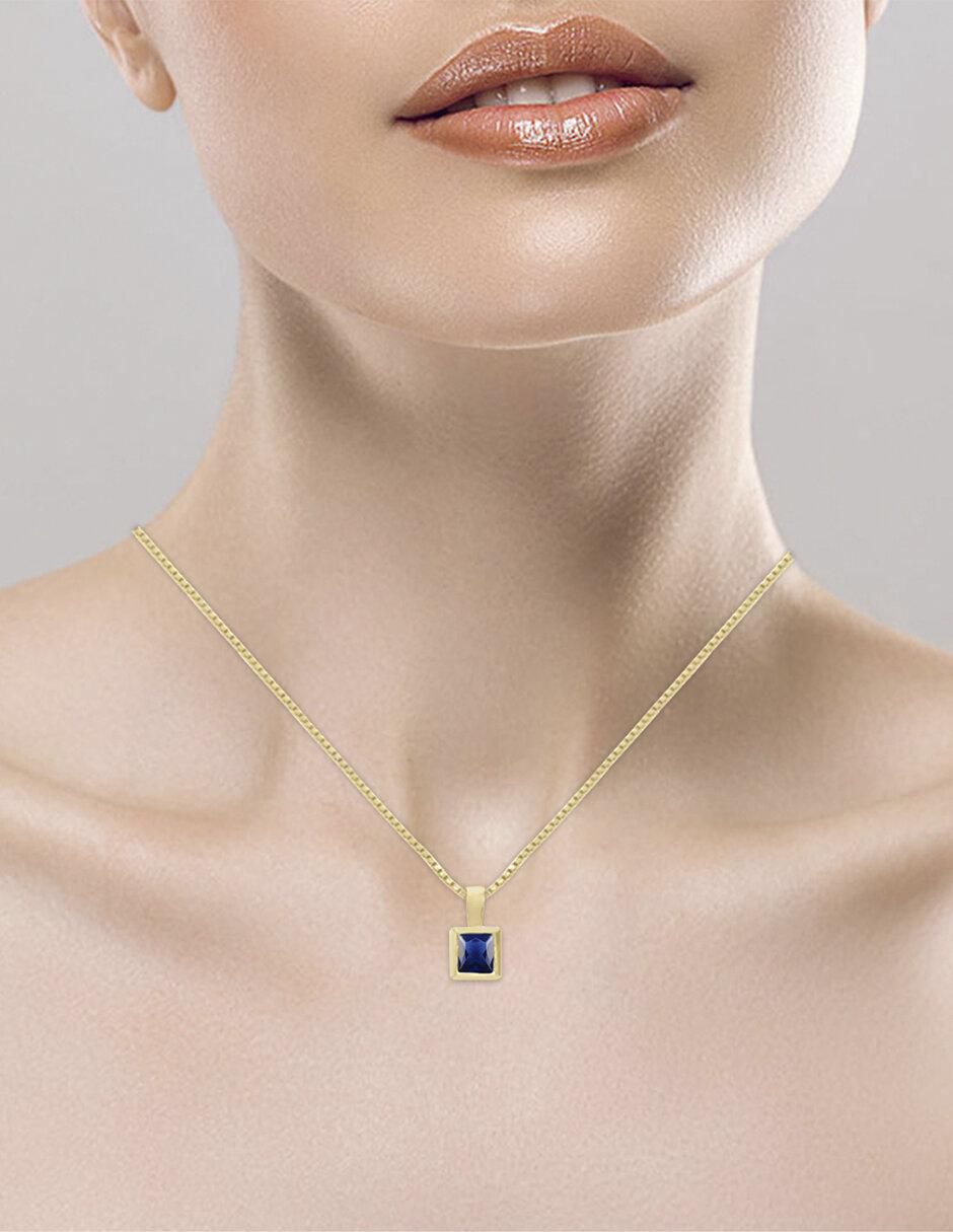 Colgante y dije "de" cuadrada fascinare zoe sin temática "de" oro 14 k zafiro