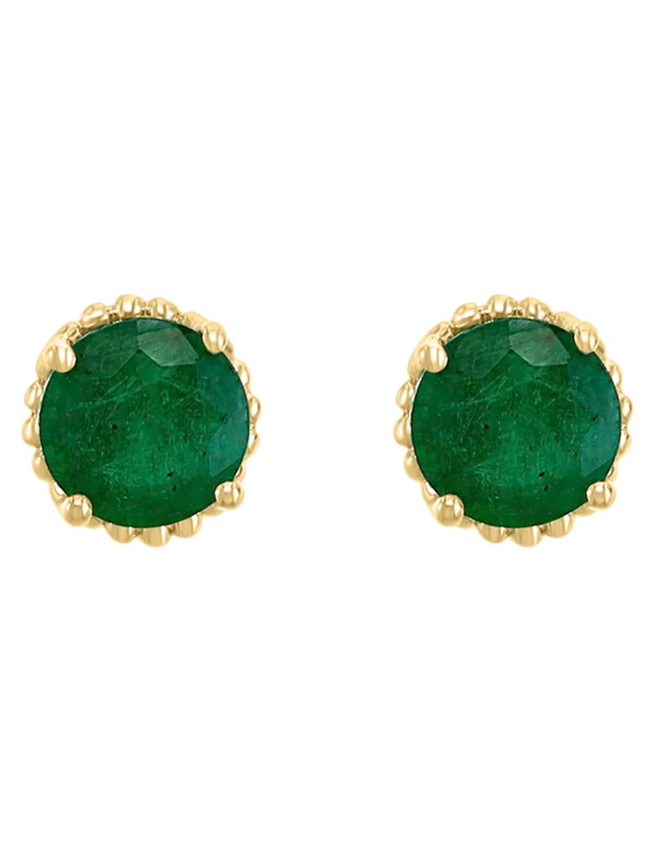 Broqueles de oro 14 K con acabado liso esmeralda 2