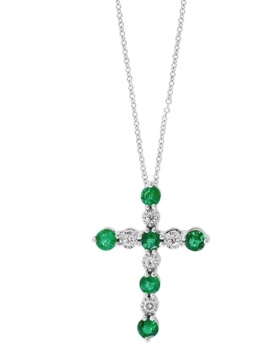 Collar de cruz de oro blanco 14 K 2
