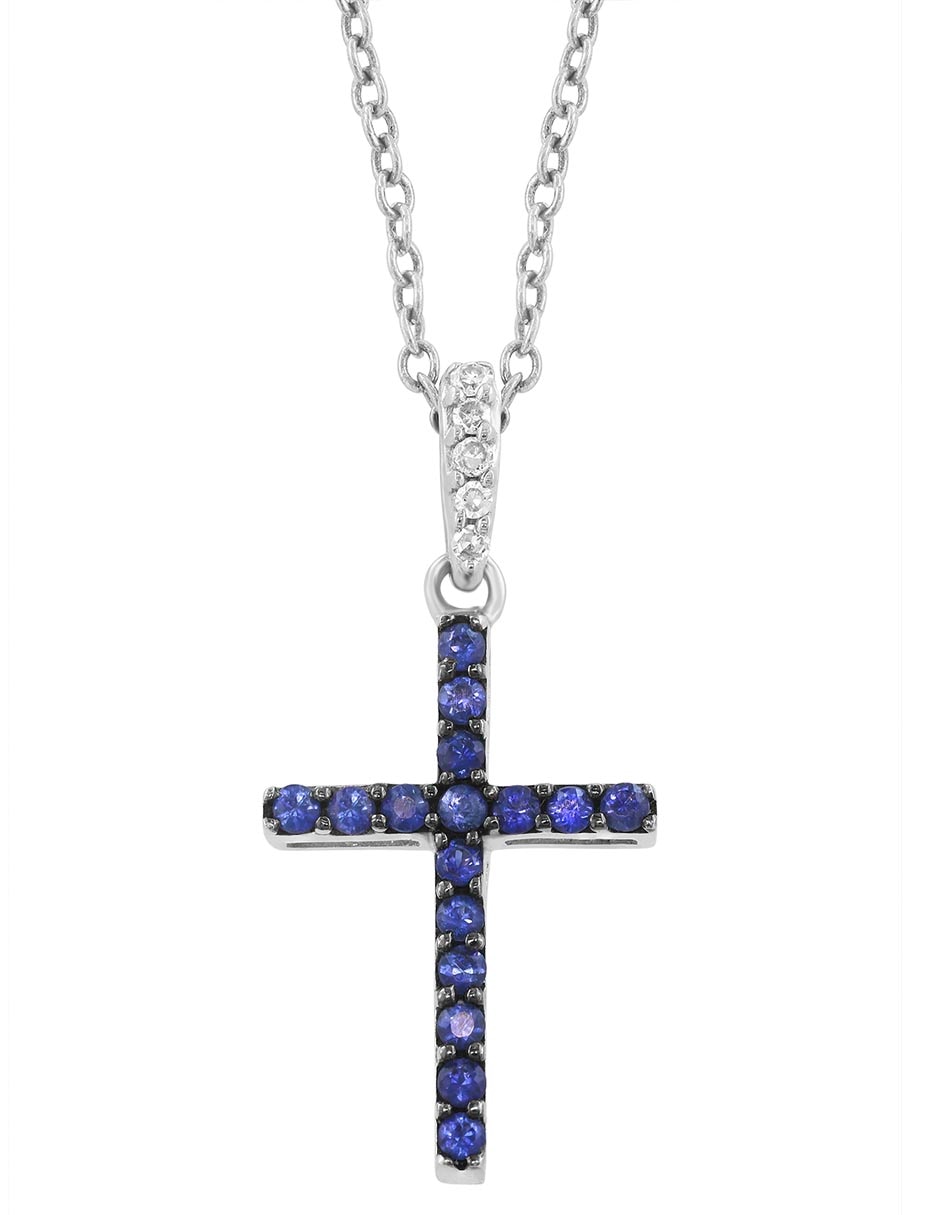 Collar con dije de cruz de oro blanco 14 K 2