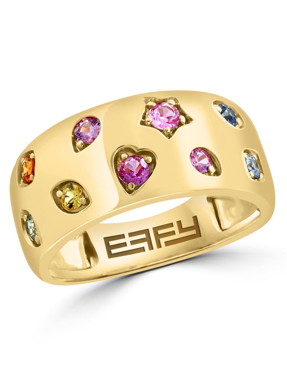 Anillo 14 k de oro zafiro pulido