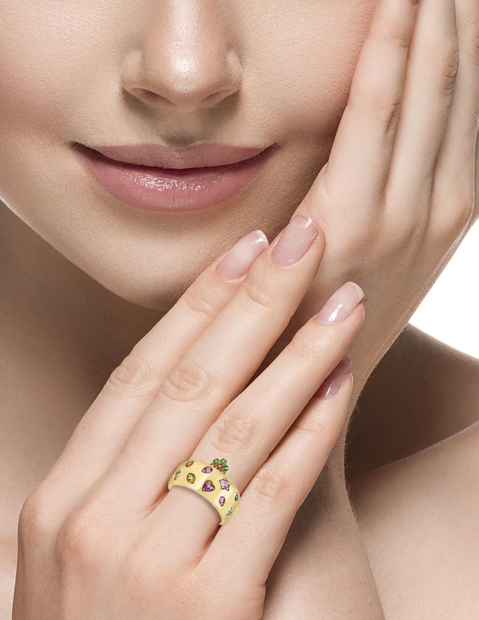 Anillo 14 k de oro zafiro pulido 4