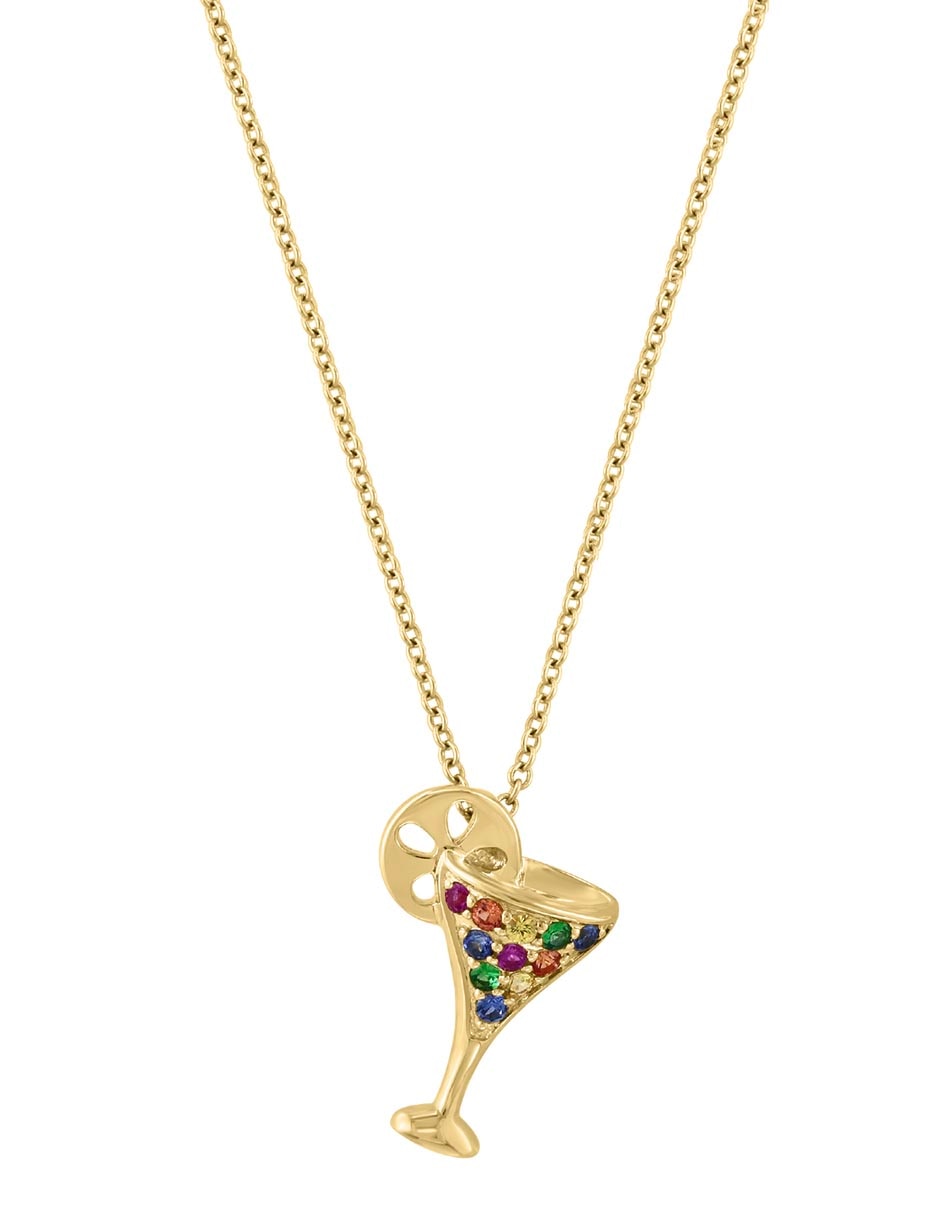 Collar de copa de martini de oro amarillo 14 K