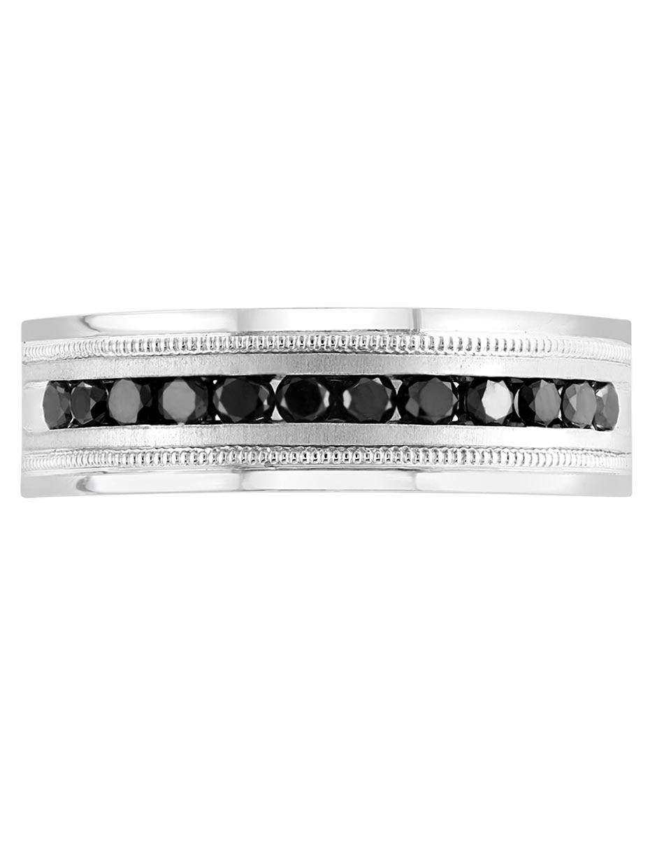 Anillo circular 14 k de oro blanco diamante negro pulido 2